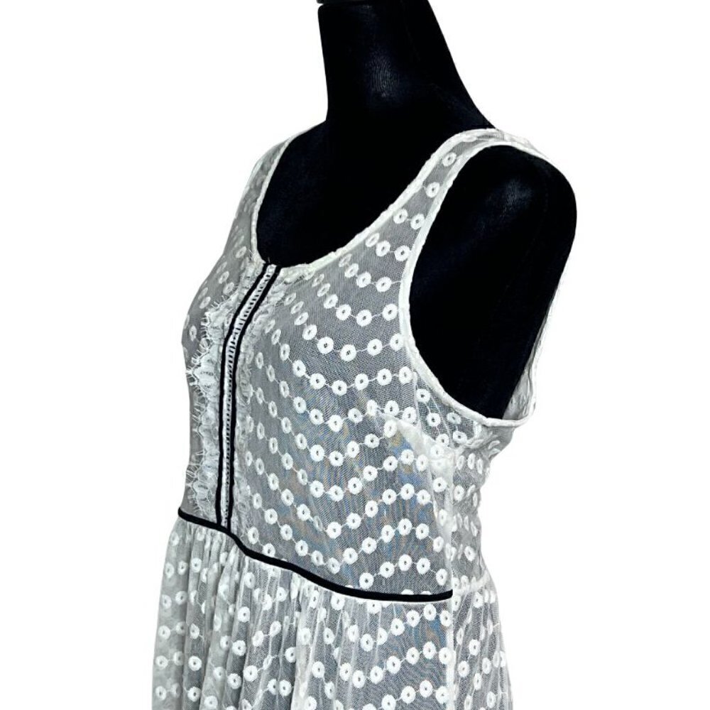 Lauren Conrad LC White Lace Black Ribbon Swiss Dot Sleeveless Top (Womens S) - Picture 5 of 10